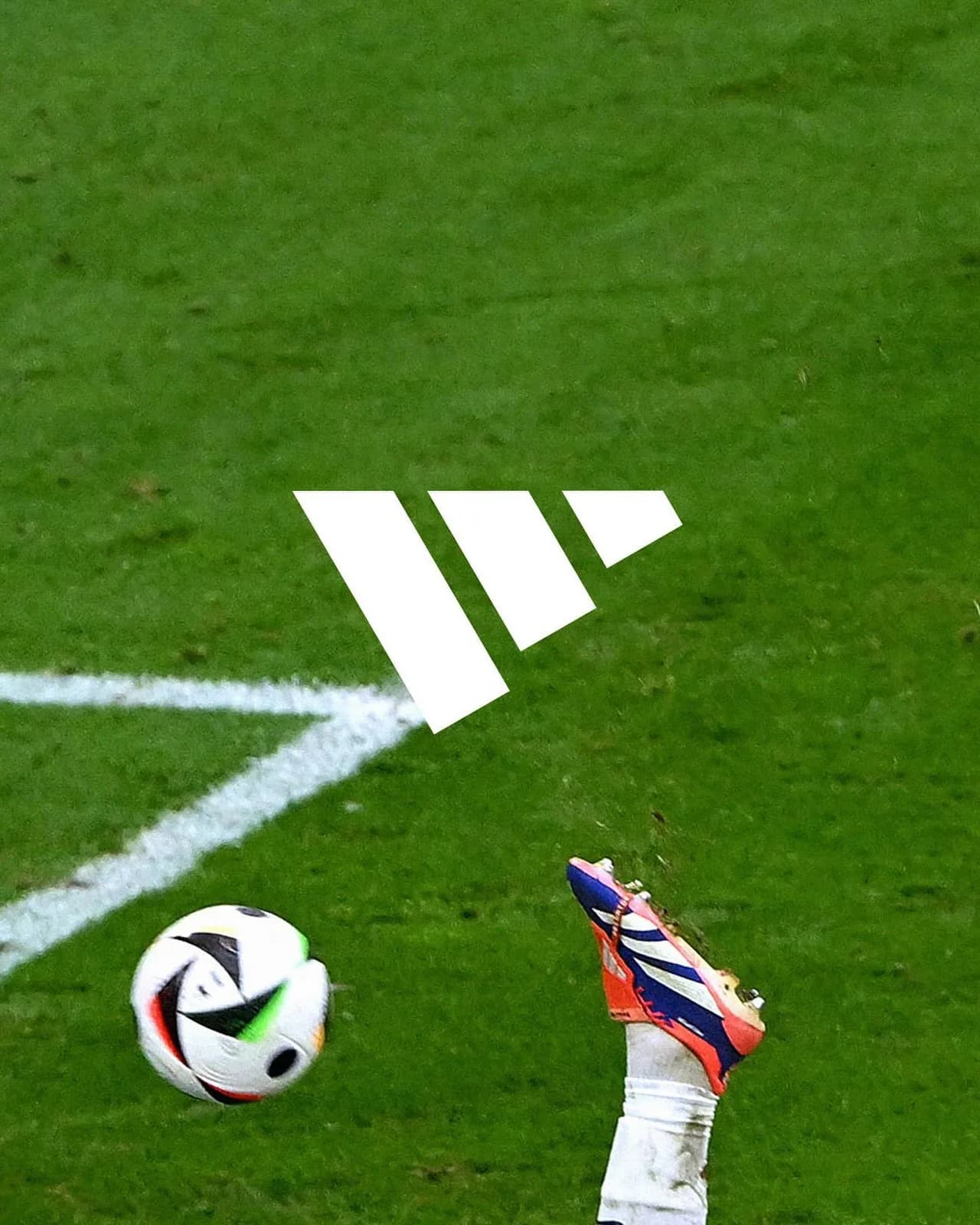 Full adidas reactive creative with an upside-down logo, Bellingham's boot and the Euro match ball.