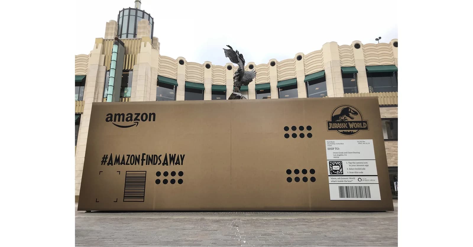 AMAZON AND 'JURASSIC WORLD: FALLEN KINGDOM' MAKE THE LARGEST "DELIVERY" IN AMAZON'S HISTORY AT THE GROVE