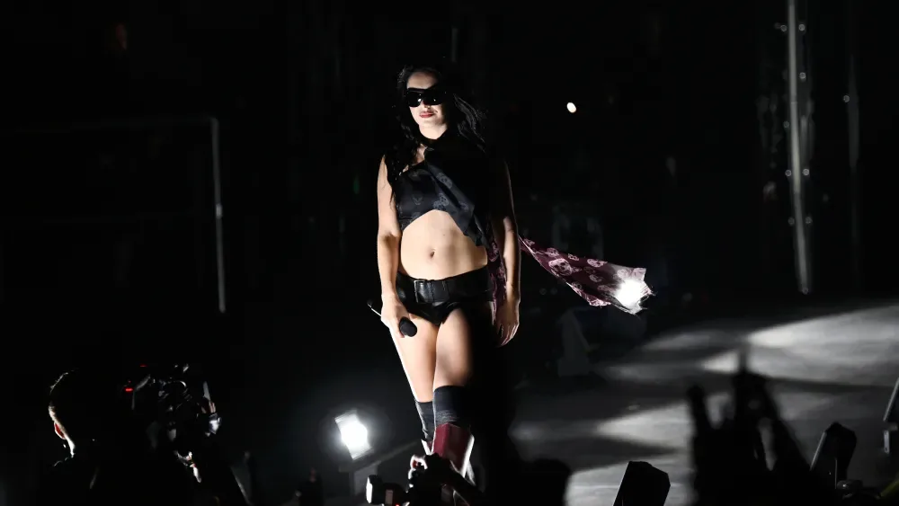 GLASTONBURY, ENGLAND - JUNE 28: Charli XCX during day four of Glastonbury festival 2025 at Worthy Farm, Pilton on June 28, 2025 in Glastonbury, England. Established by Michael Eavis in 1970,…