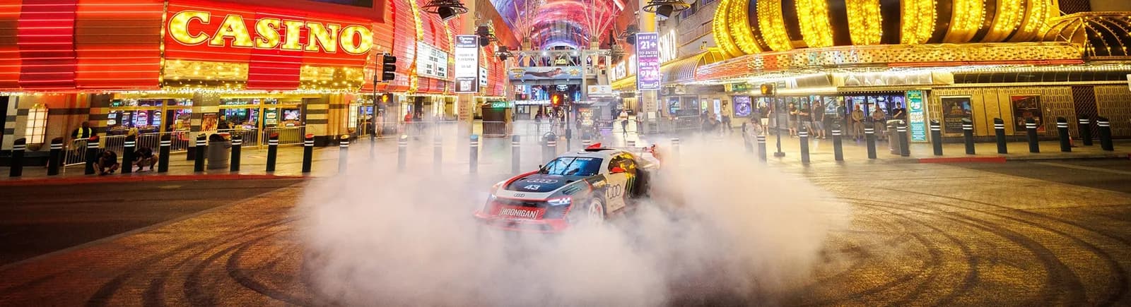 HOONIGAN ELECTRIKHANA: KEN BLOCK’S ICONIC GYMKHANA FILM SERIES GOES ALL-ELECTRIC IN LAS VEGAS WITH AUDI | Hoonigan Group
