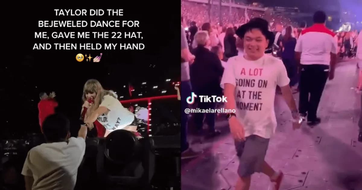 Pinoy Swiftie behind 'Bejeweled' TikTok trend gets to hold Taylor Swift's hand, own the '22' hat