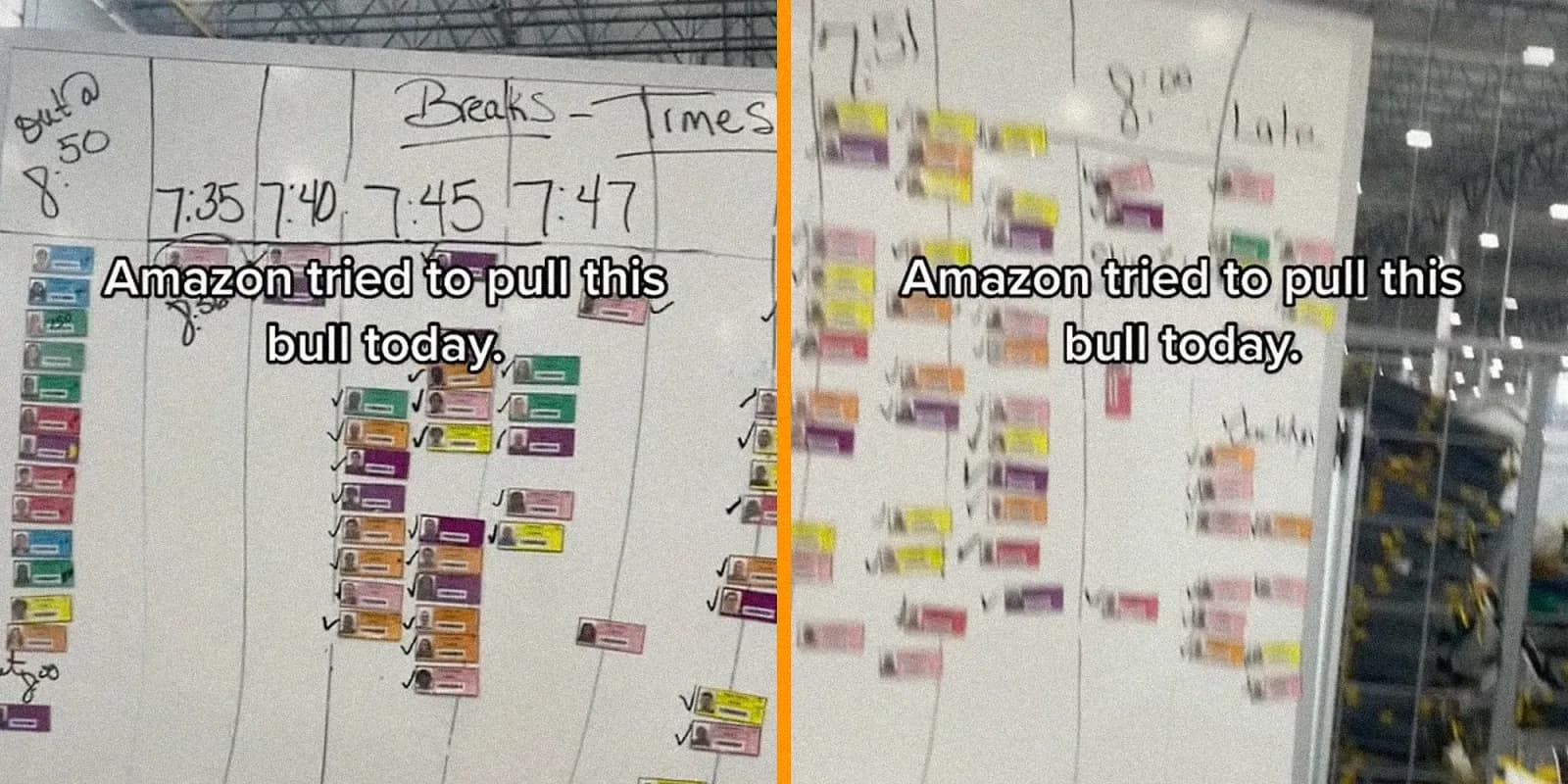 'Can't even take a decent break': Viral TikTok says Amazon warehouse publicly displays when workers take breaks