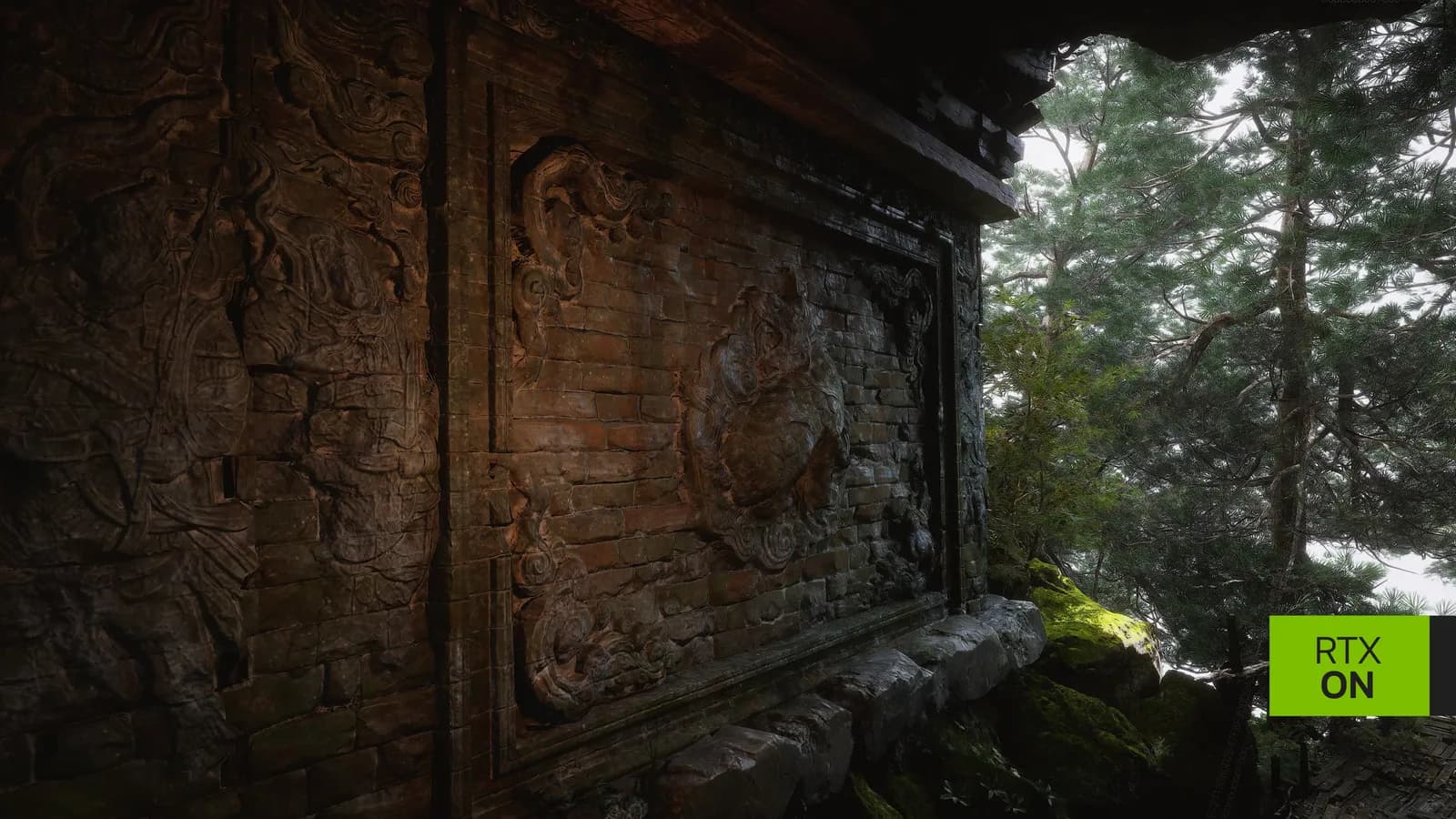 Black Myth: Wukong gameplay with ray-traced lighting, supplied by NVIDIA.