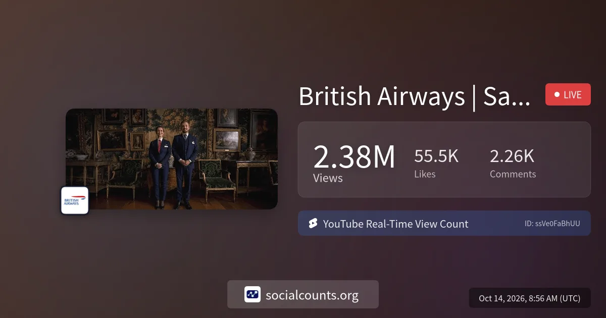 British Airways | Safety Video 2024 | May We Haveth One’s Attention | Real-Time YouTube Live View Count | SocialCounts.org