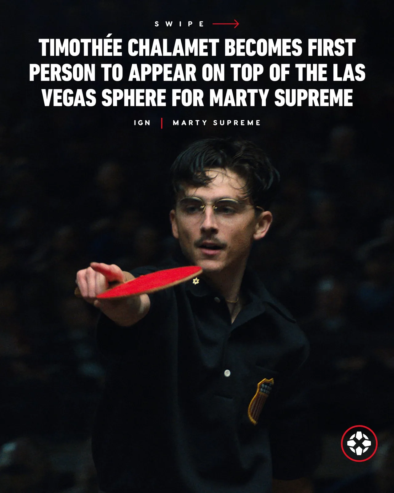 The Las Vegas Sphere was turned into a giant ping pong ball in promotion of Timothée Chalamet's new film, Marty Supreme, coming to theaters Christmas Day.