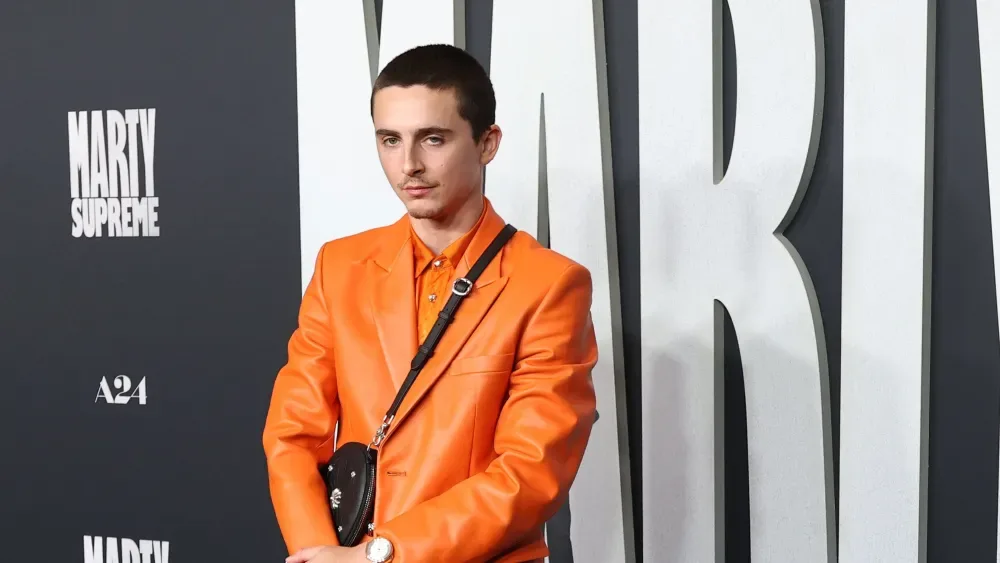 BEVERLY HILLS, CALIFORNIA - DECEMBER 08: Timothée Chalamet attends the Los Angeles premiere of A24's "Marty Supreme" at Samuel Goldwyn Theater on December 08, 2025 in Beverly Hills, California.…