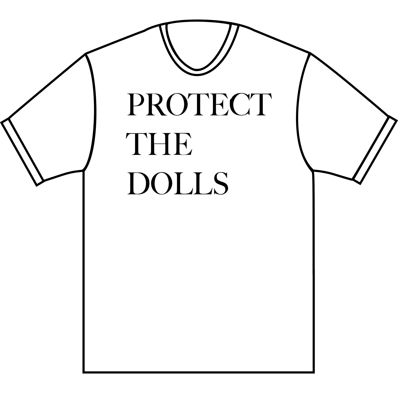 An illustration of the "Protect The Dolls" t-shirt design