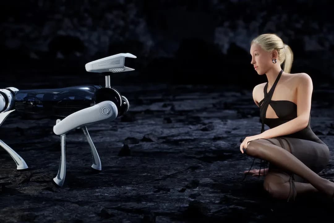 Watch Lila Moss frolic with a robo-dog for Coperni