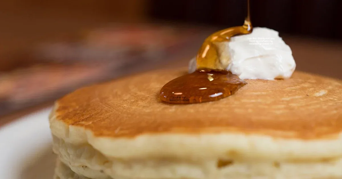 Zoom in on the syrup in this pancake photo for a surprising laugh