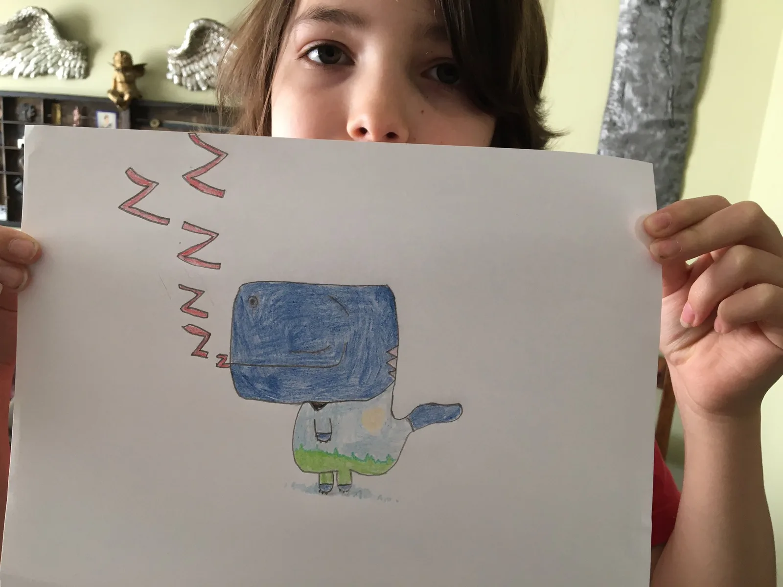 Another great #DrawWithRob session this morning. Thanks @RobBiddulph . Noah’s drawing of Winnie wearing her landscape pjs and mine in floral ones. @DPS_Owen
