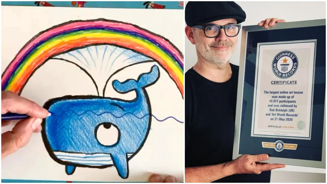 Children’s illustrator Rob Biddulph leads record-breaking art lesson