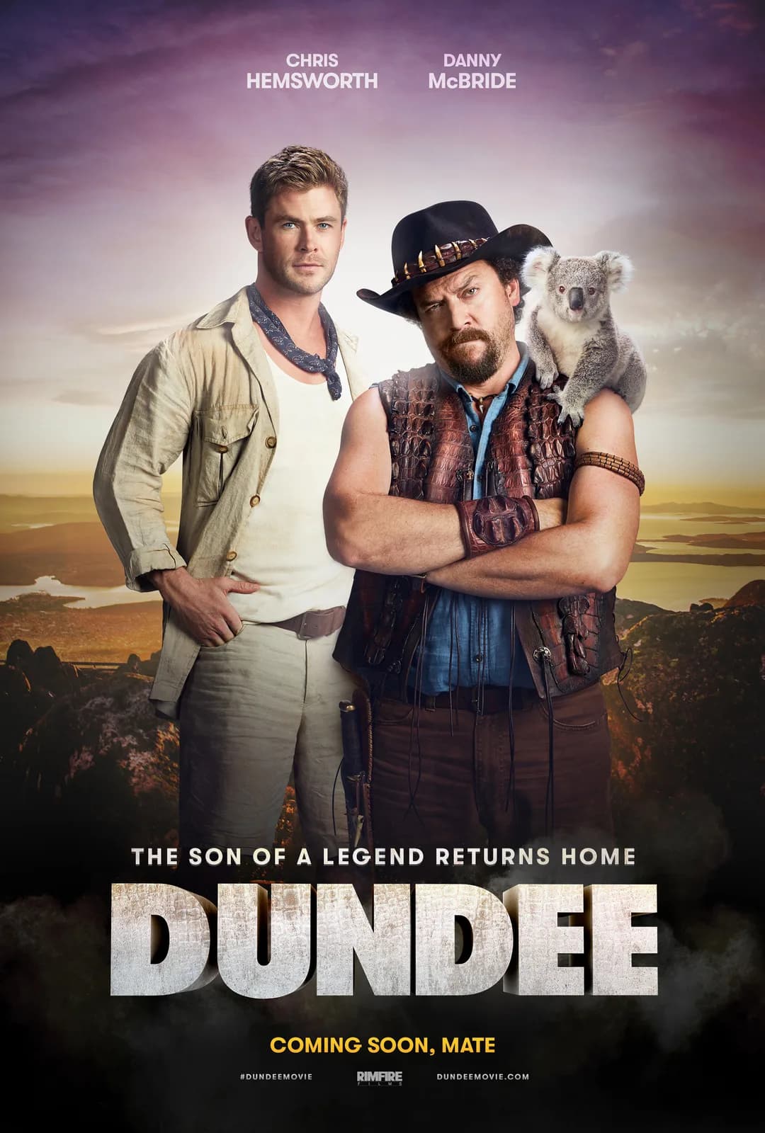 Official Dundee movie poster featuring Chris Hemsworth and Danny McBride