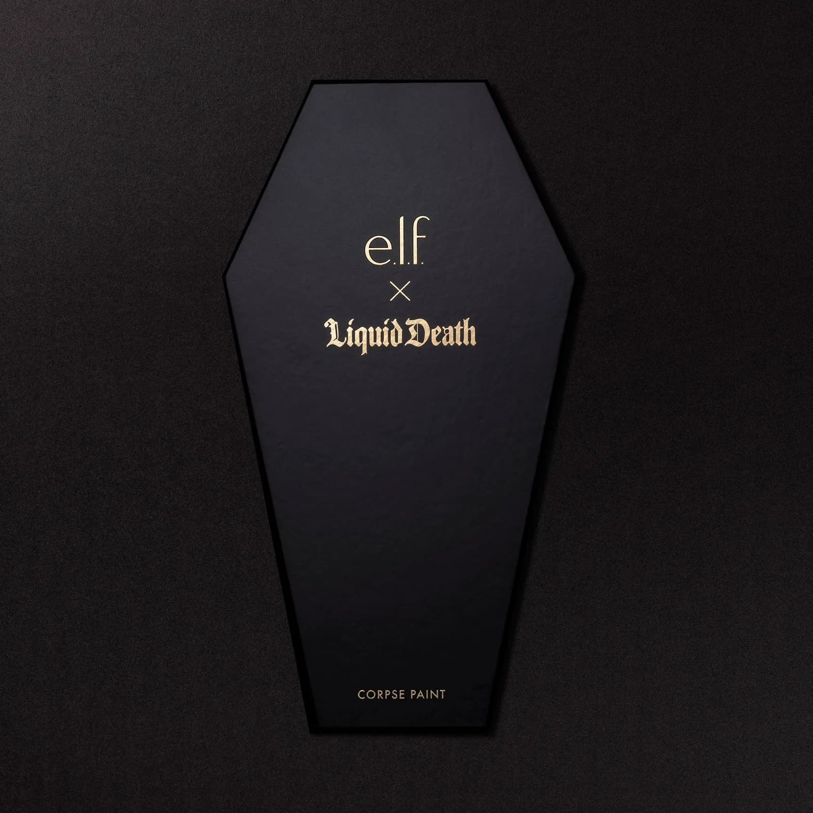 The closed Corpse Paint coffin-shaped makeup box.