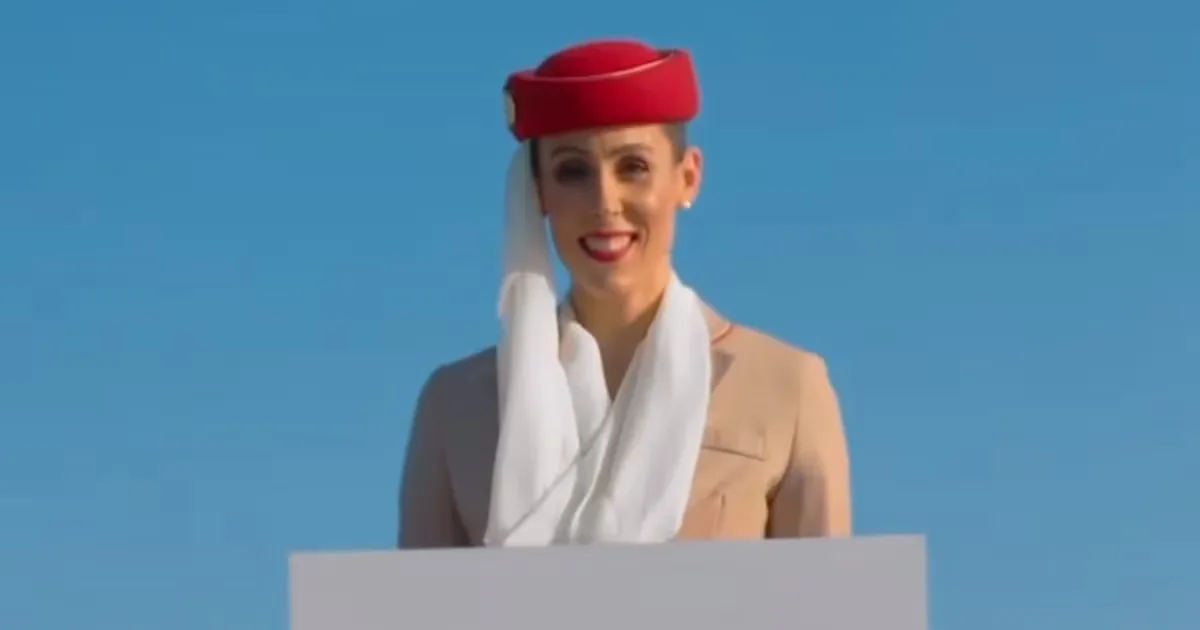 Emirates airline has posted another advert of stuntwoman Nicole Smith-Ludvik standing on top of the Burj Khalifa