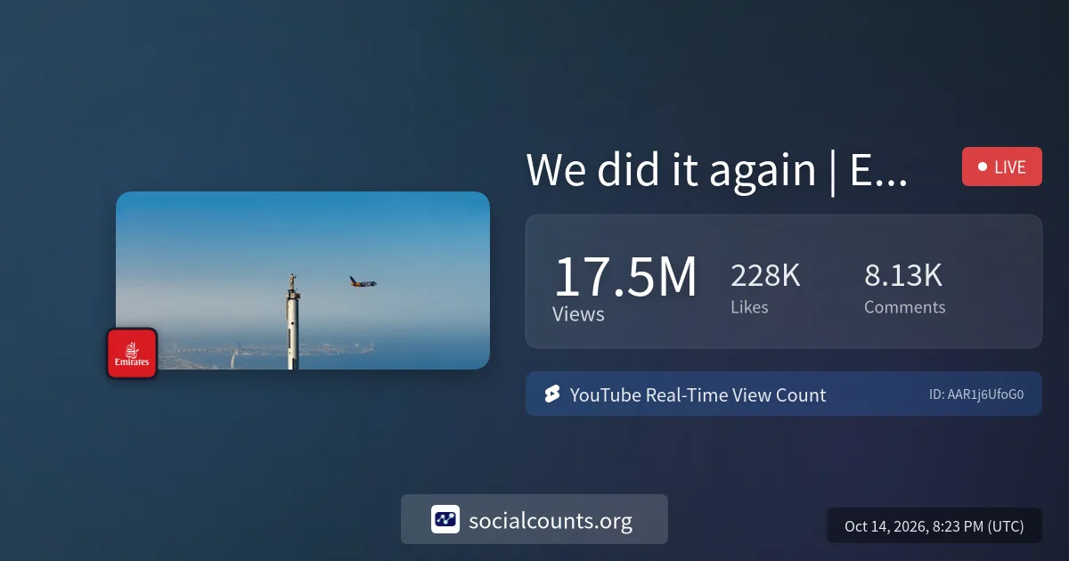 We did it again | Emirates | Real-Time YouTube Live View Count | SocialCounts.org
