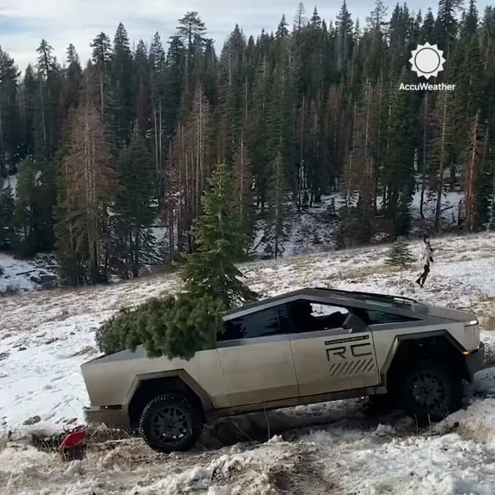 A Tesla Cybertruck got stuck in the snow on an off-road trail in California and had to be towed out by a Ford pickup. 