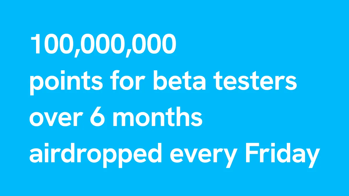 This Friday, we'll begin airdropping reward points to app testers. Points are collected off-chain during the beta period and will have a special purpose when the app enters official release status…