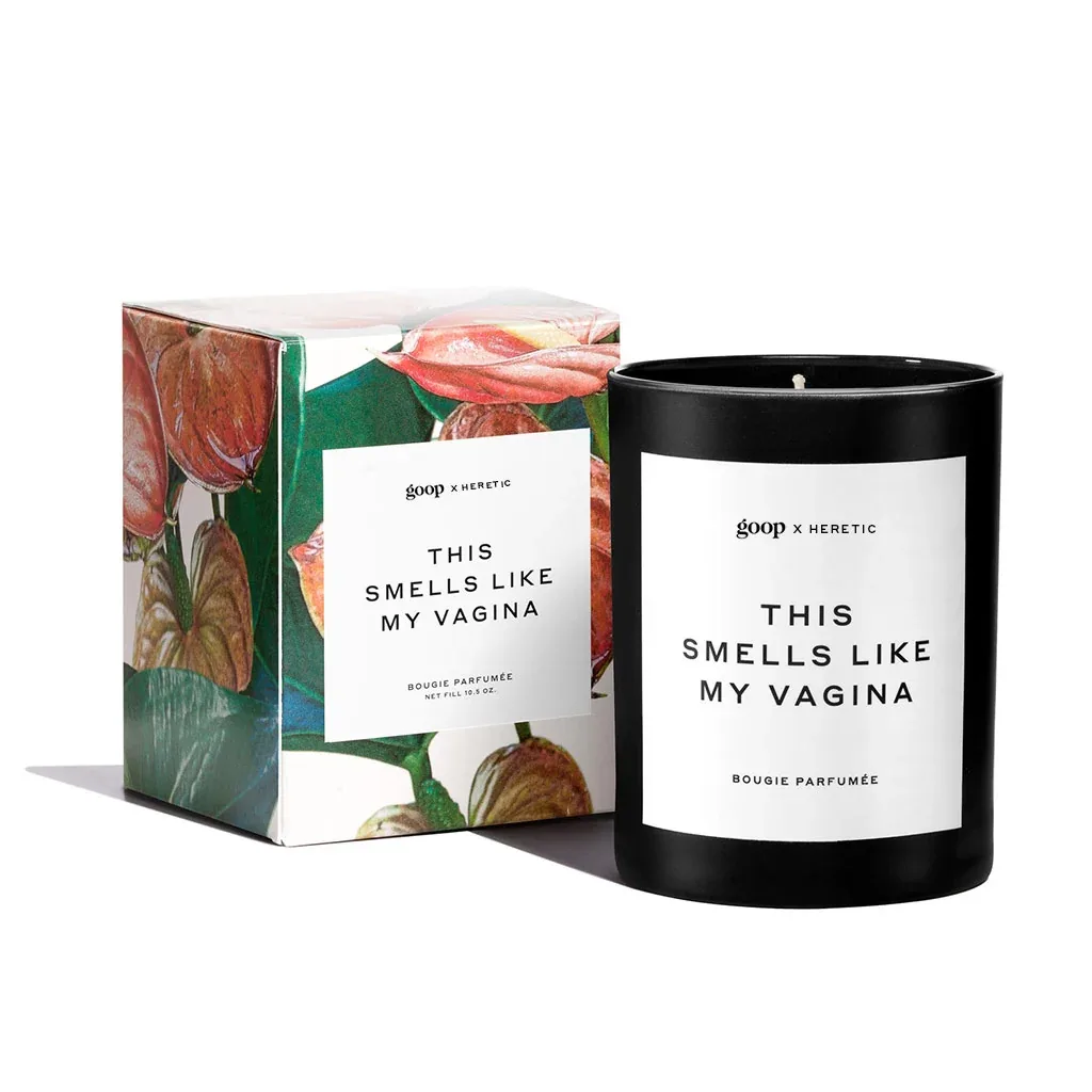 Heretic’s This Smells Like My Vagina candle and packaging.