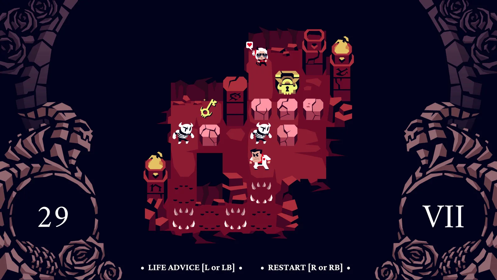 Official Helltaker gameplay screenshot from its Steam listing.
