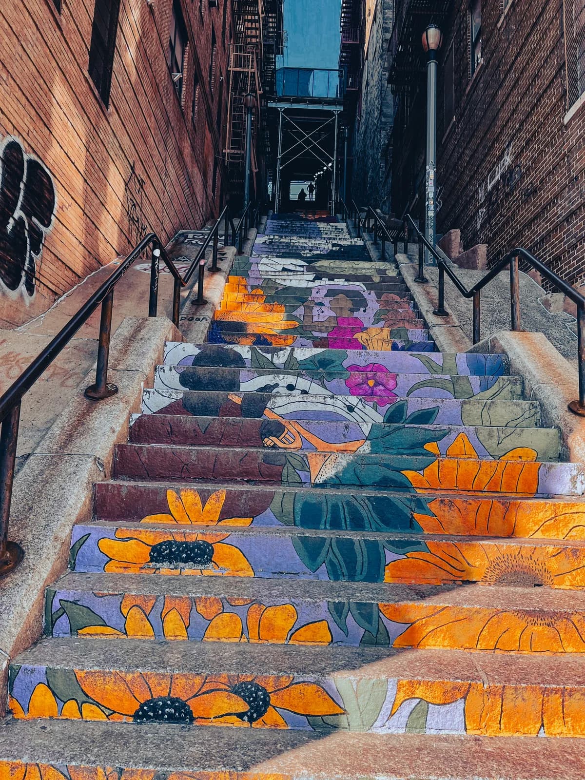 Another view of the Bronx staircase used in Joker, photographed in February 2024.