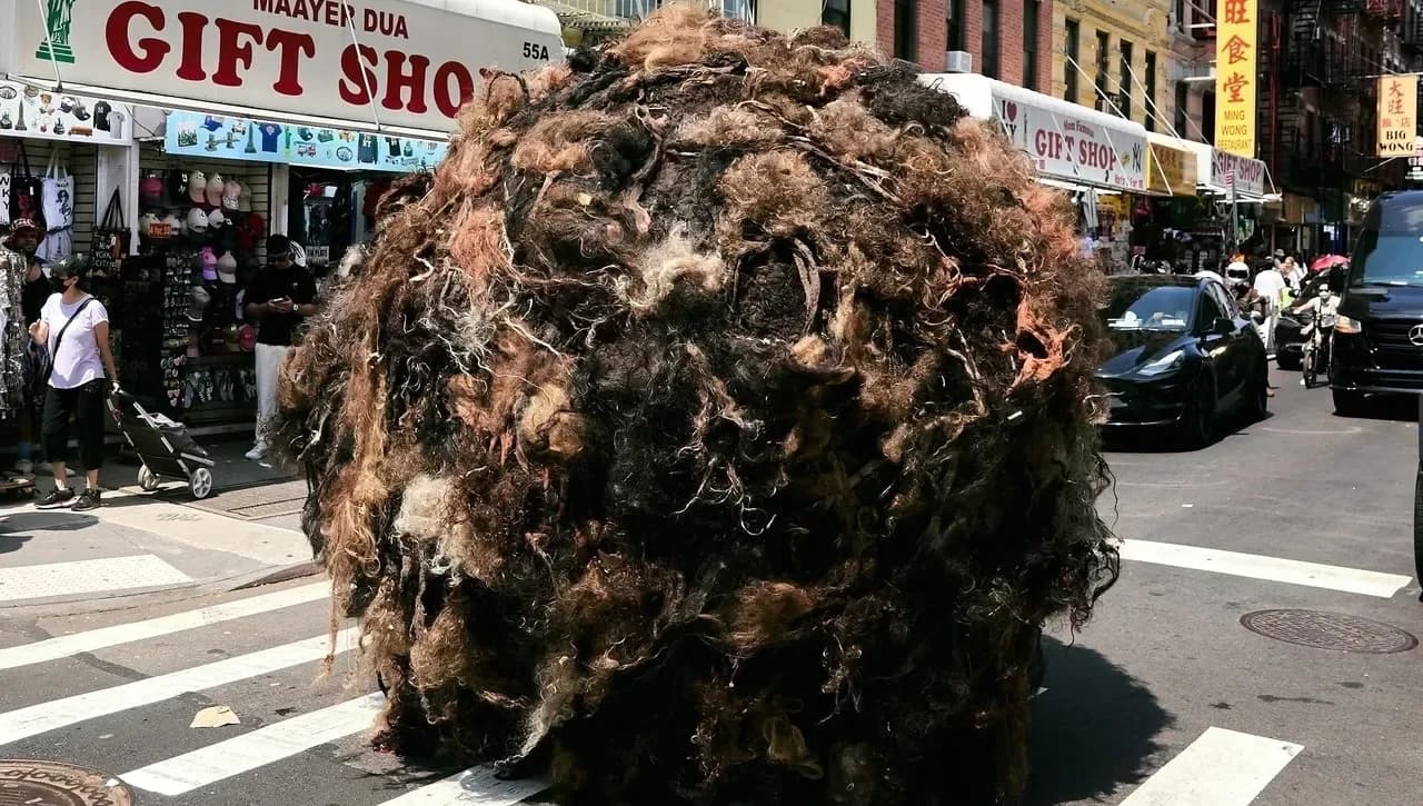 A Massive 10-Foot Ball of Hair Rolls Through the Streets of New York City Like a Tangled Tumbleweed
