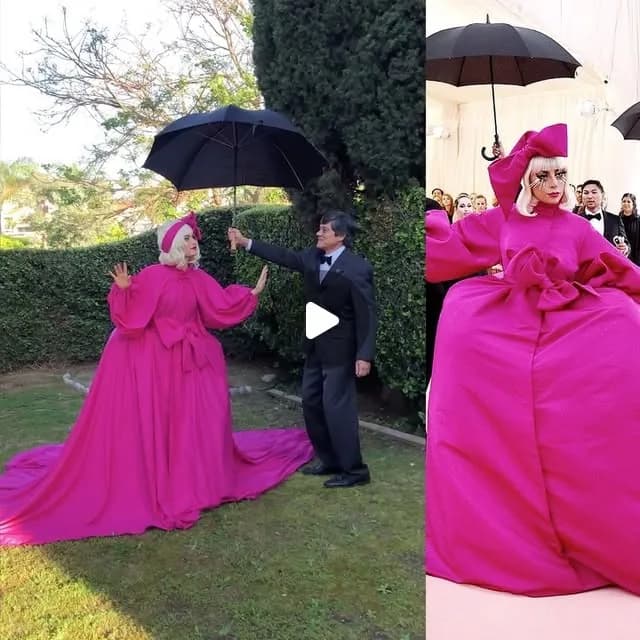 ♡ Shay Rose ♡ on Instagram: "lady gaga at the met gala: at home edition ✨ feat my dad as the umbrella helper in a suit and my mom as the camera person :D (they are the real mvps here 😤💕) . . but…