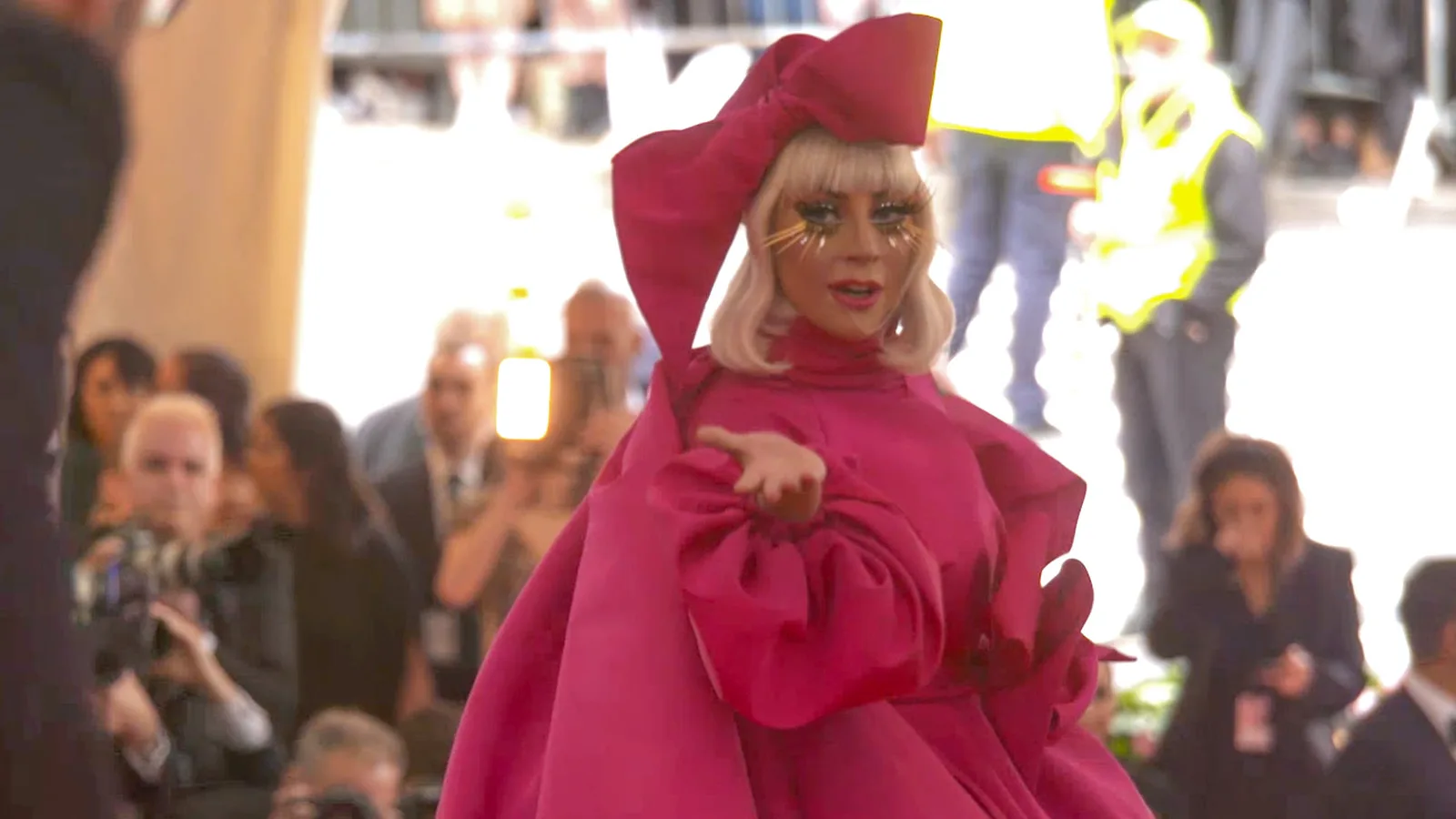 Lady Gaga changed outfits on the Met Gala carpet in Vogue’s official entrance recording.