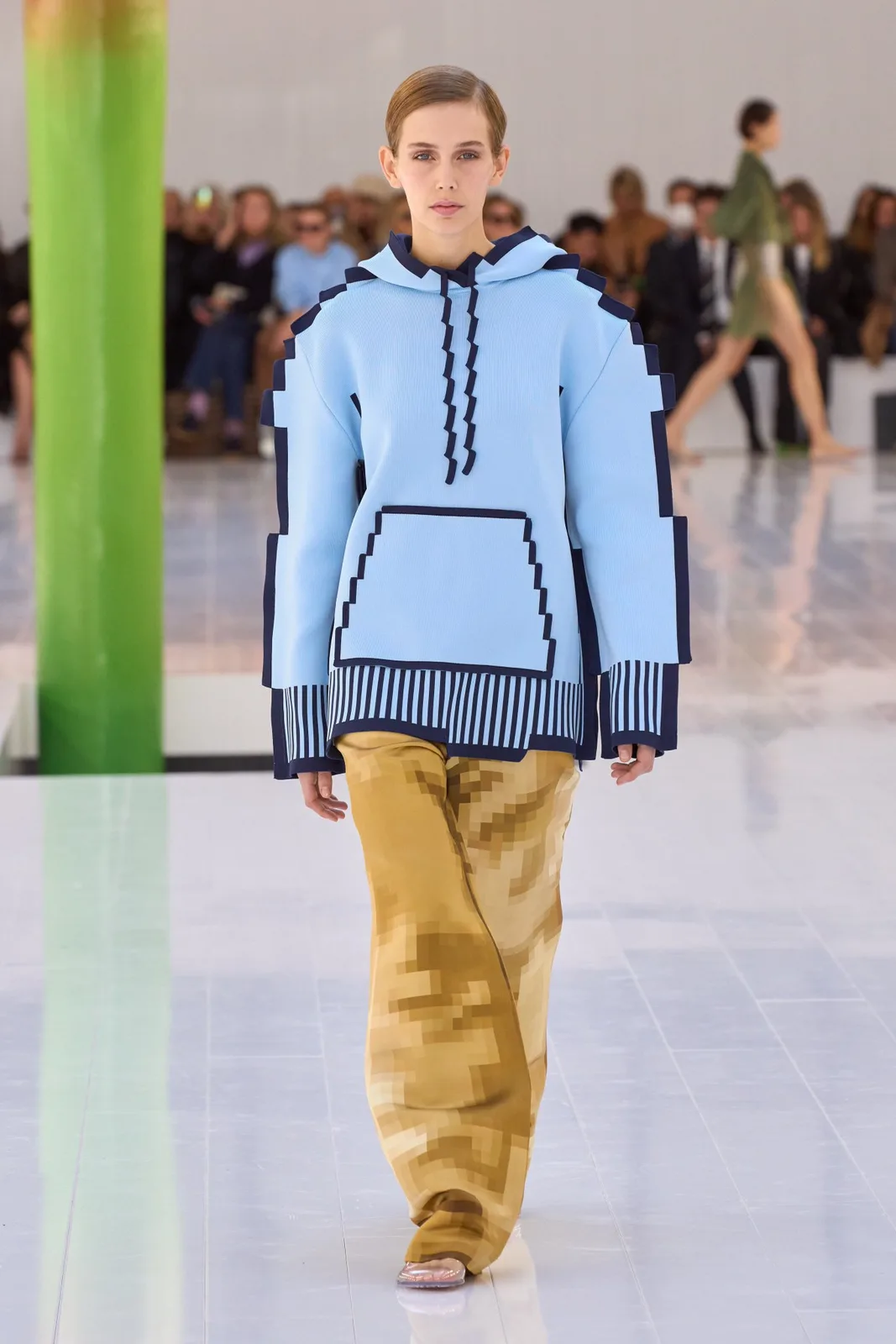 Loewe had pixelated clothes on the runway for SS23.