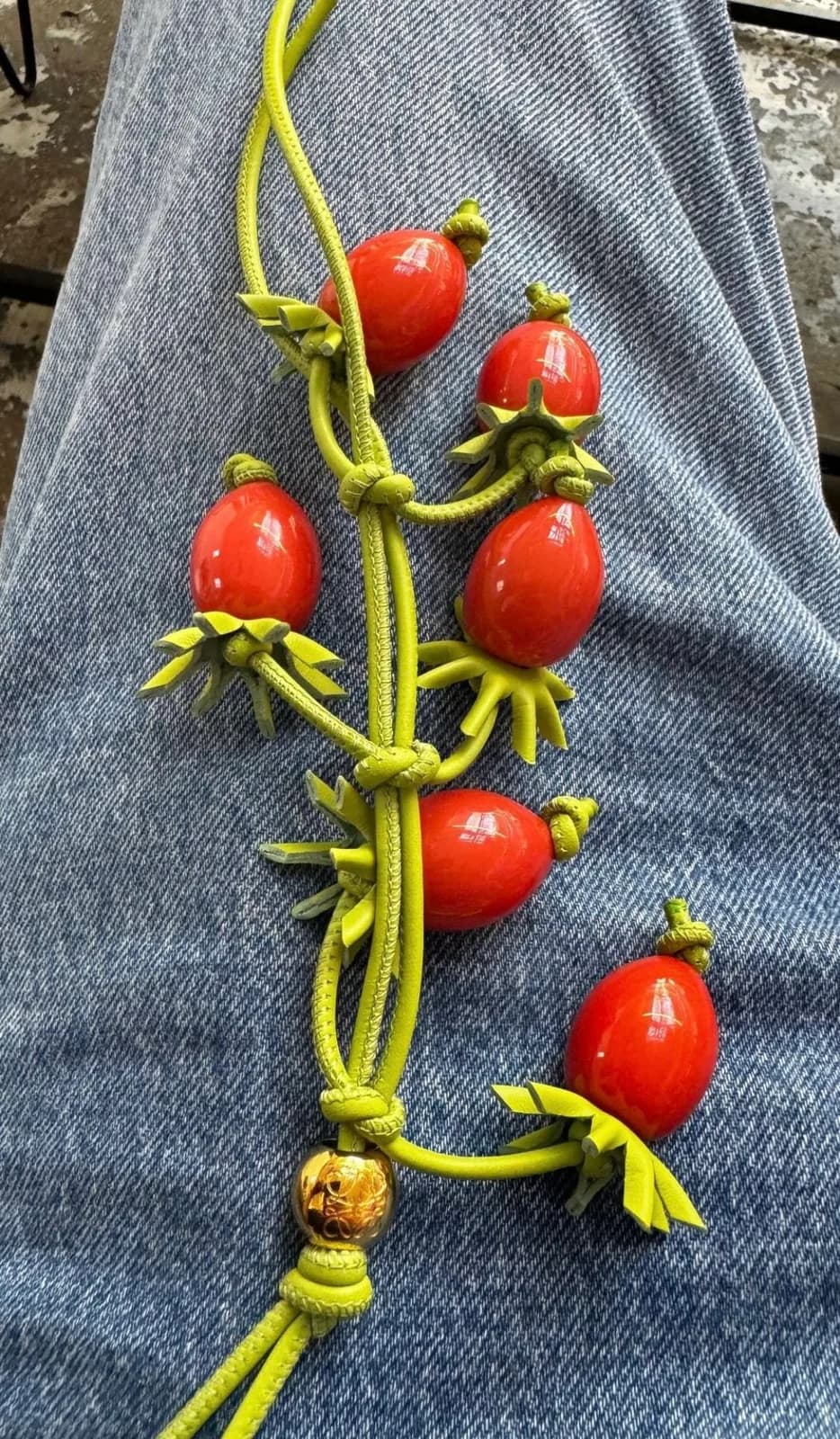 ✨Loewe✨ tomato is REAL. Jonathan Anderson revealed the 🍅 clutch, a few days after the meme went viral on Twitter. More than that, the designer showcased a cherry tomato accessory as well!