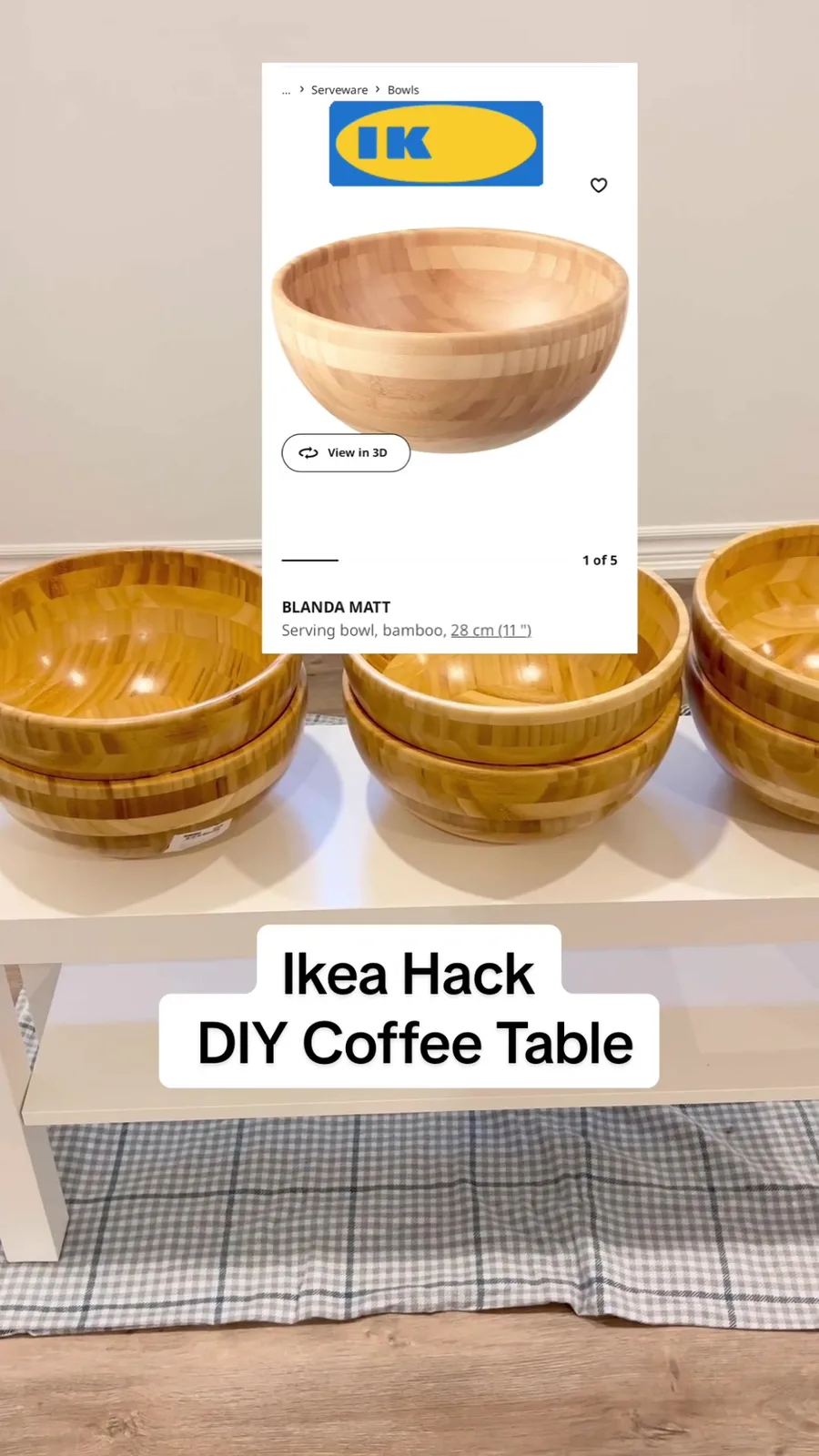 Sharing detailed version of the DIY Sphere leg coffee table using the Ikea Bamboo Bowls. Absolutely love the result #diycoffeetable #diyikeahack #ikeahack #ikea #coffeetable #fyp #foryoupage…
