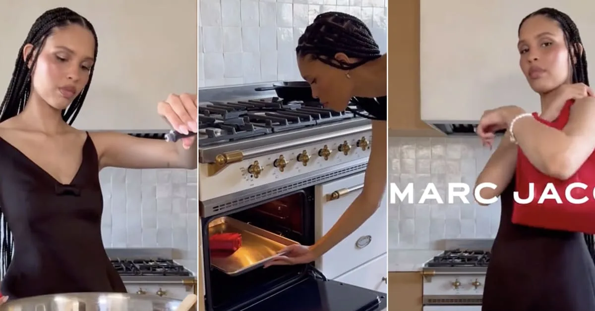 Model Nara Smith Cooks Up a 'Delicious Red Marc Jacobs Tote Bag' From Scratch in New Ad