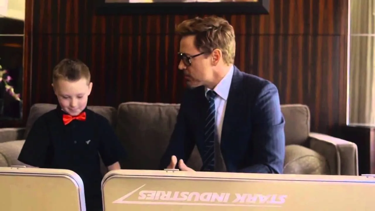 Microsoft video of Robert Downey Jr. giving Alex Pring an Iron Man-themed arm made by Limbitless Solutions.