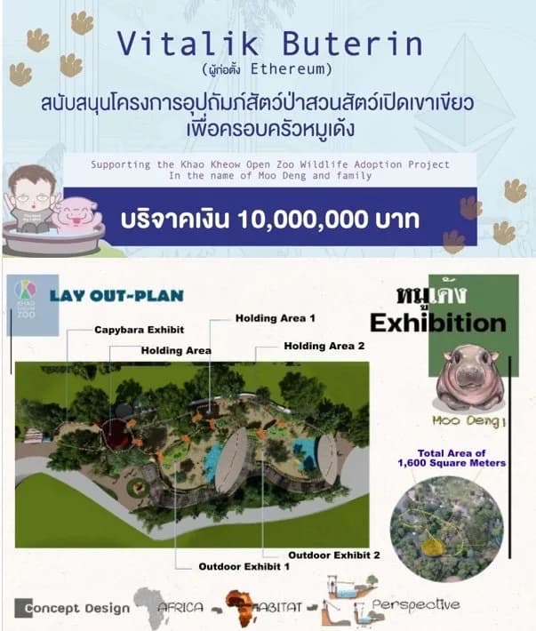 Thank you Vitalik Buterin @VitalikButerin for joining the Wildlife Sponsorship Program and adopting Moo Deng with a generous gift of 10,000,000 THB for her family! We look forward to working with…
