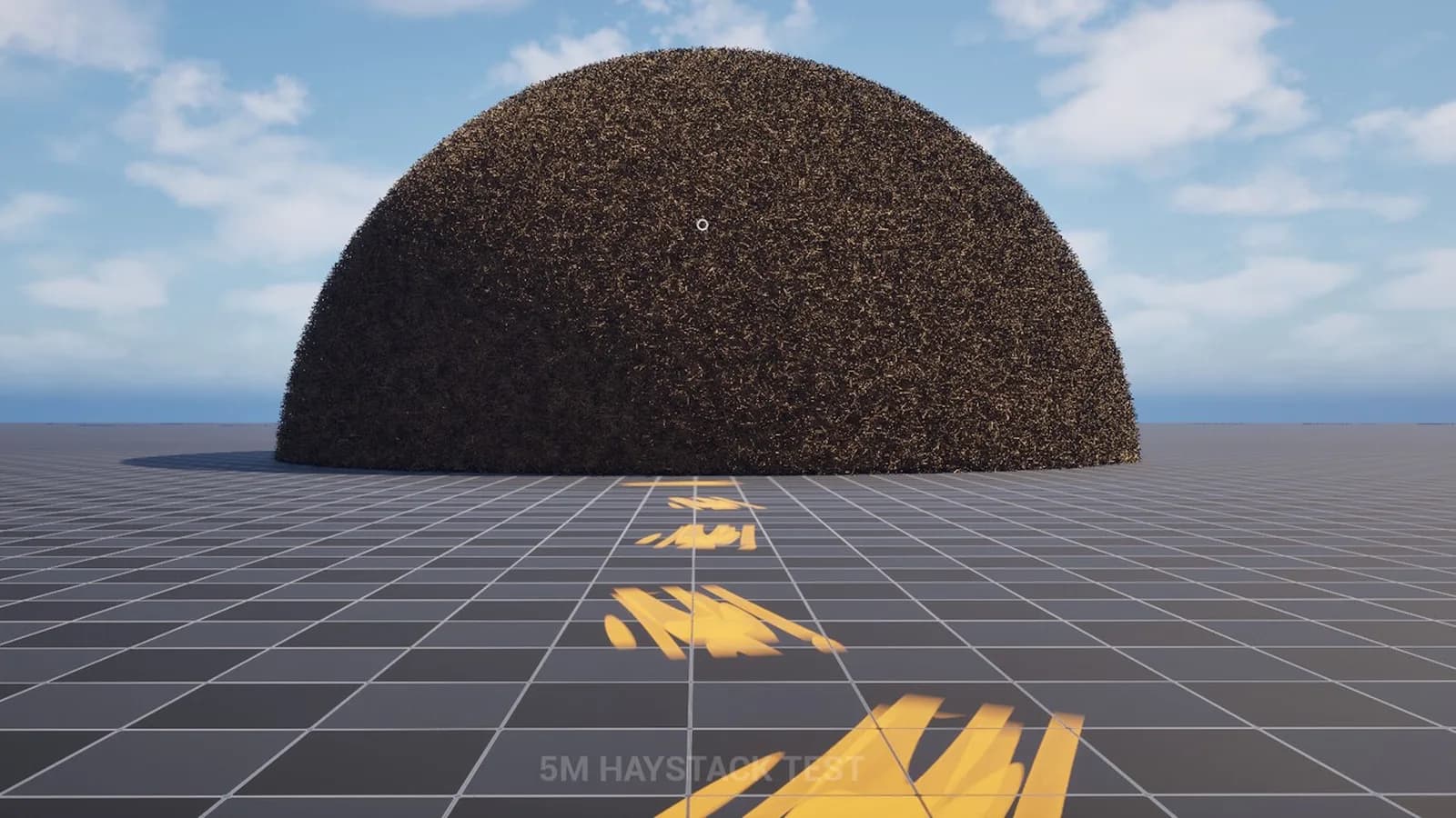 Needle in a haystack simulator screenshot showing a huge pile of hay in a radial plane
