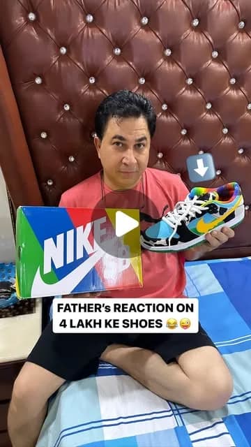 Yadupriyam Mehta on Instagram: "Papa ka Reaction on 4 Lakh ke Shoes !! 😂😍 Bach gaya aaj toh 😜 . . . #nikesbdunk #nike #nikedunks #chunkydunky #parents #sneakerhead #trending #YPM #YPMFAM"