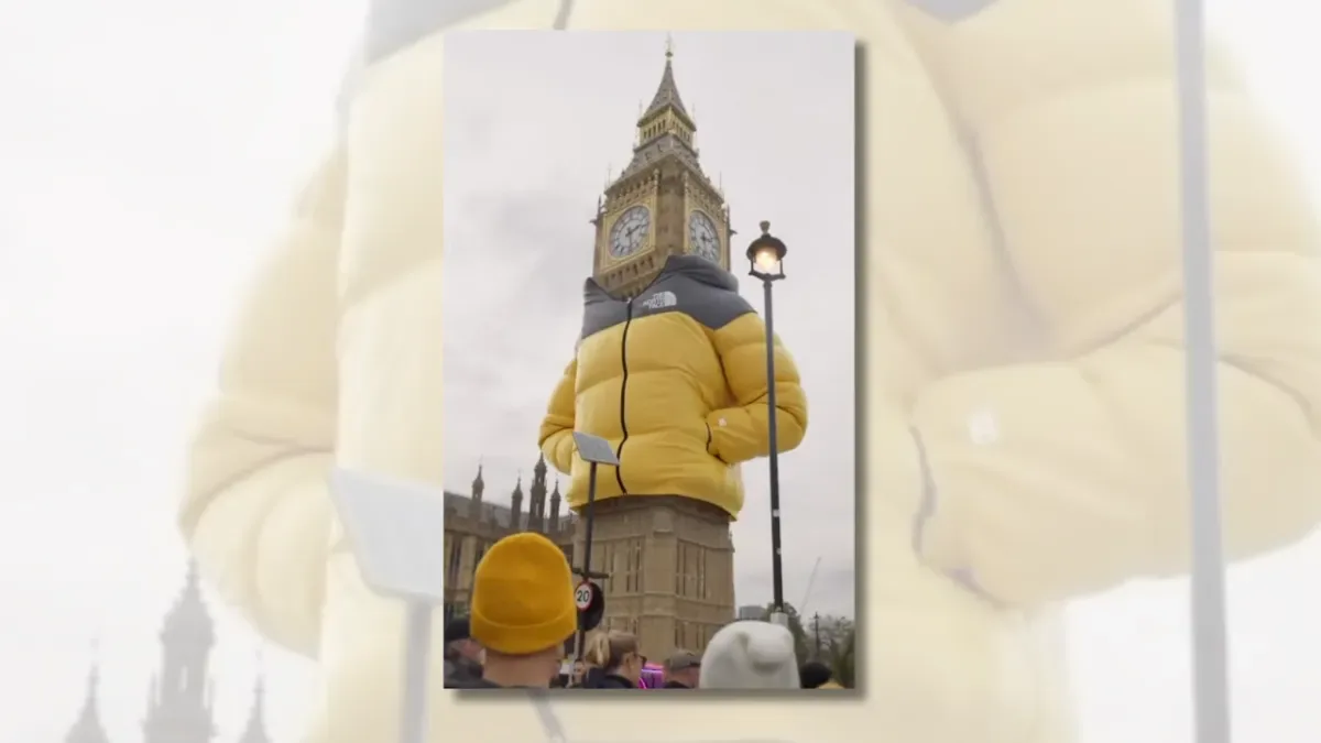 Does Video Show Big Ben 'Wearing' a Massive North Face Jacket?