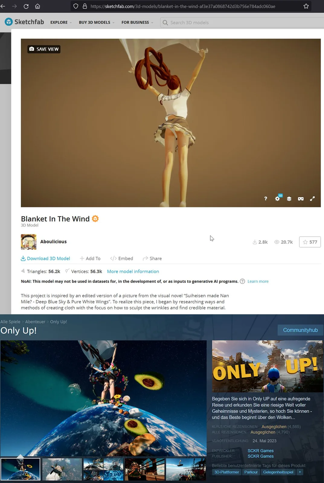 Der Moment, wenn @venom_virtual einem erzählt, dass das aktuell sehr erfolgreiche Spiel #OnlyUp , mindestens ein Asset von mir #gerippt hat. Tja... was soll ich dazu sagen... macht euch selbst ein…