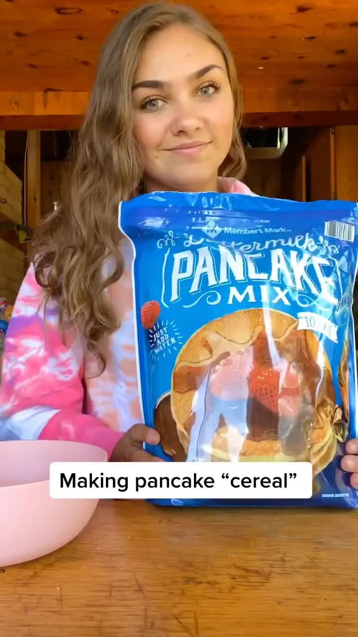 Making pancake “cereal” 🤤