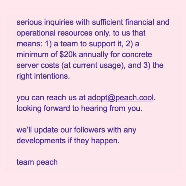 seeking a patron(s) for peach *please read*