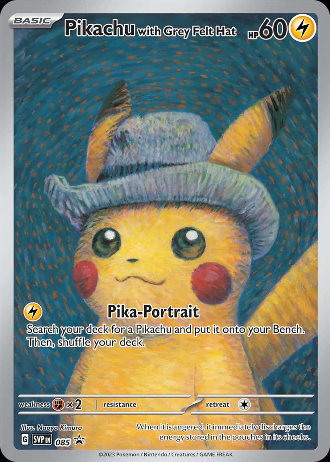 The Pikachu with Grey Felt Hat promotional card from the official press kit.