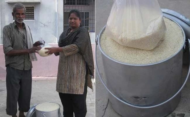 Rice donation and rice bucket pictured in contemporary 2014 challenge coverage