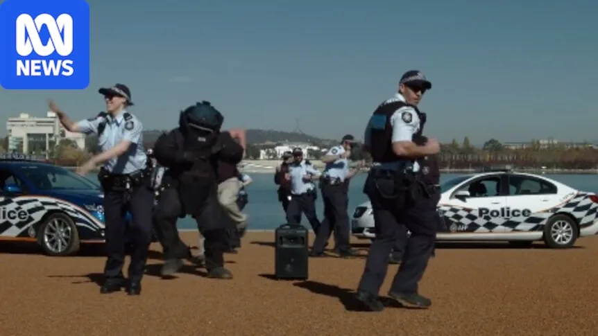 ACT Policing participating in the Running Man dance challenge.