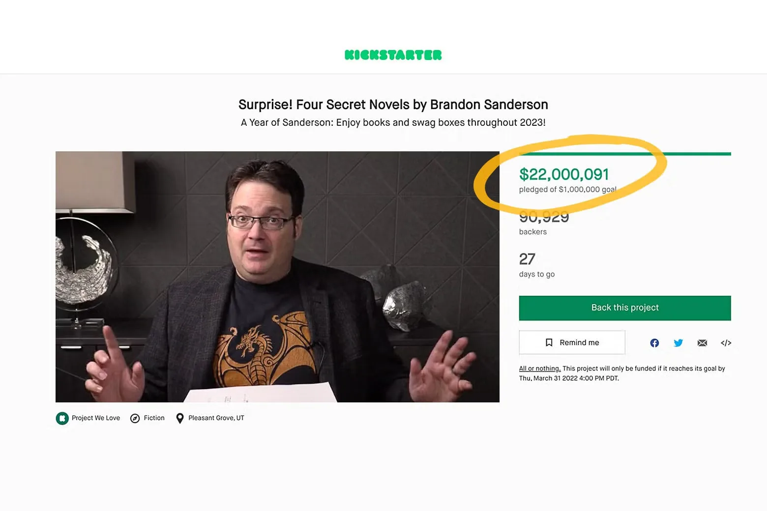 How Angry Should Other Writers Be About Brandon Sanderson’s $22 Million Kickstarter?