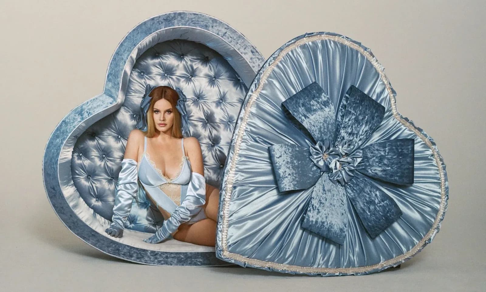 Lana Del Rey wears blue lingerie in Skims Valentine's Day Campaign
