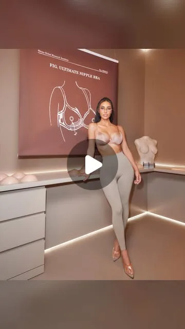 Kim Kardashian on Instagram: "COMING OCT 31: THE ULTIMATE NIPPLE BRA. Perfect fullness with a built-in, faux nipple for shock factor – meet the newest innovation to our Ultimate Bra collection on…