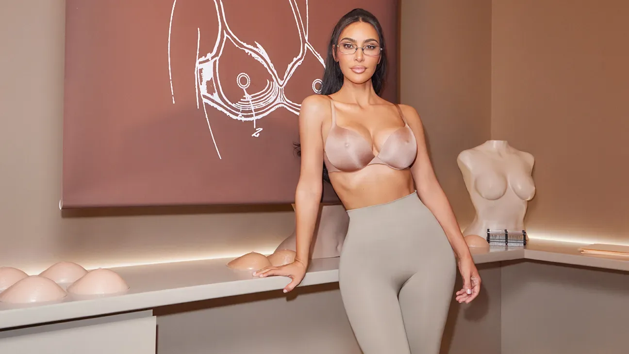 Kim Kardashian in Skims Push Up Nipple bra campaign