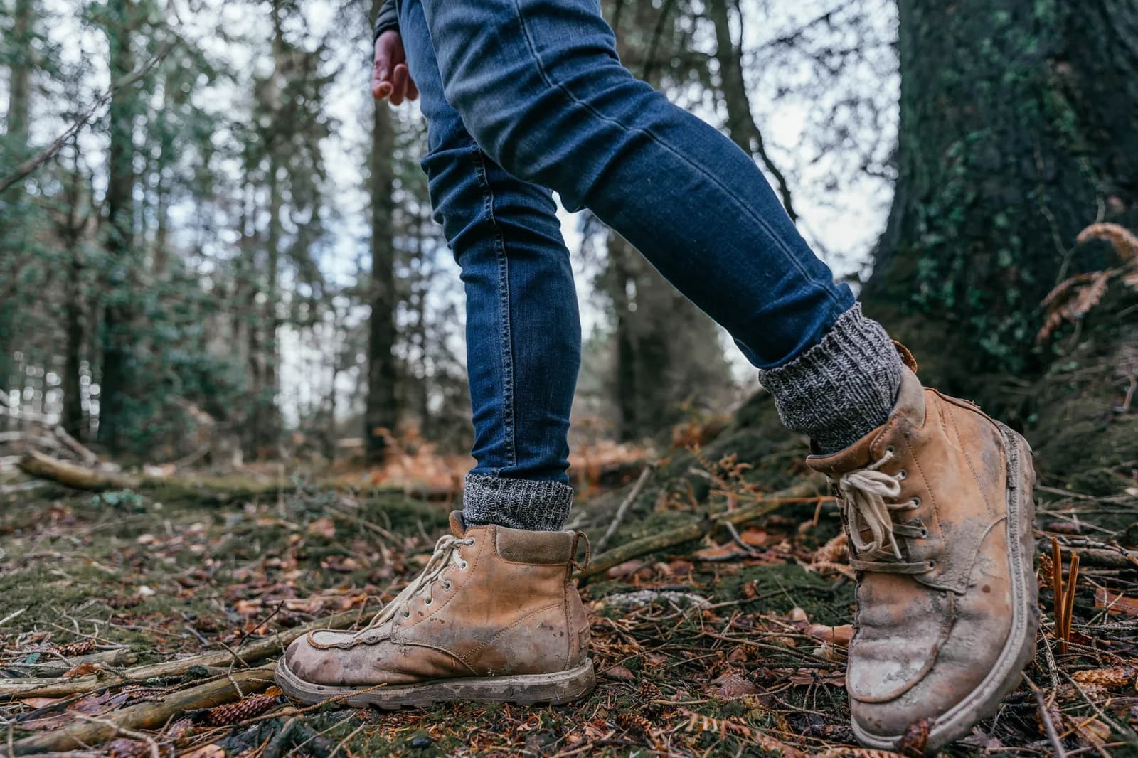 Walking boots in forest generic