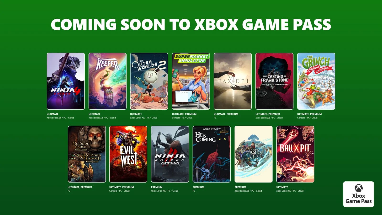 Coming to Xbox Game Pass: Ninja Gaiden 4, Keeper, Ball x Pit, Supermarket Simulator, and More