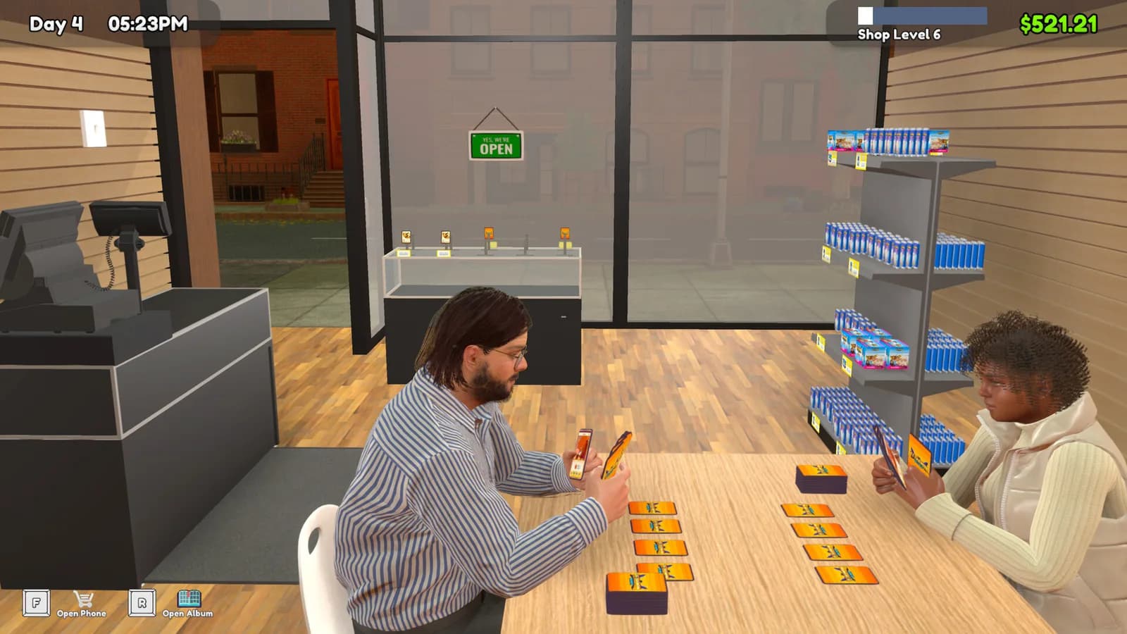 Official Steam screenshot showing the card shop game.