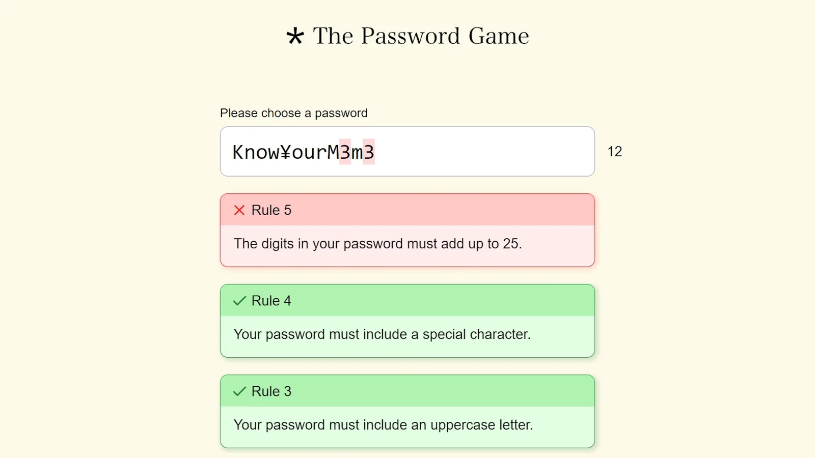 The Password Game | Know Your Meme